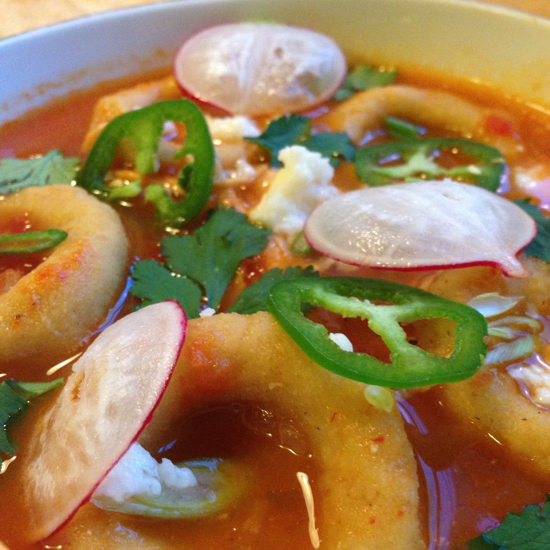 Gin Roasted Pepper Stew with Masa Dumplings